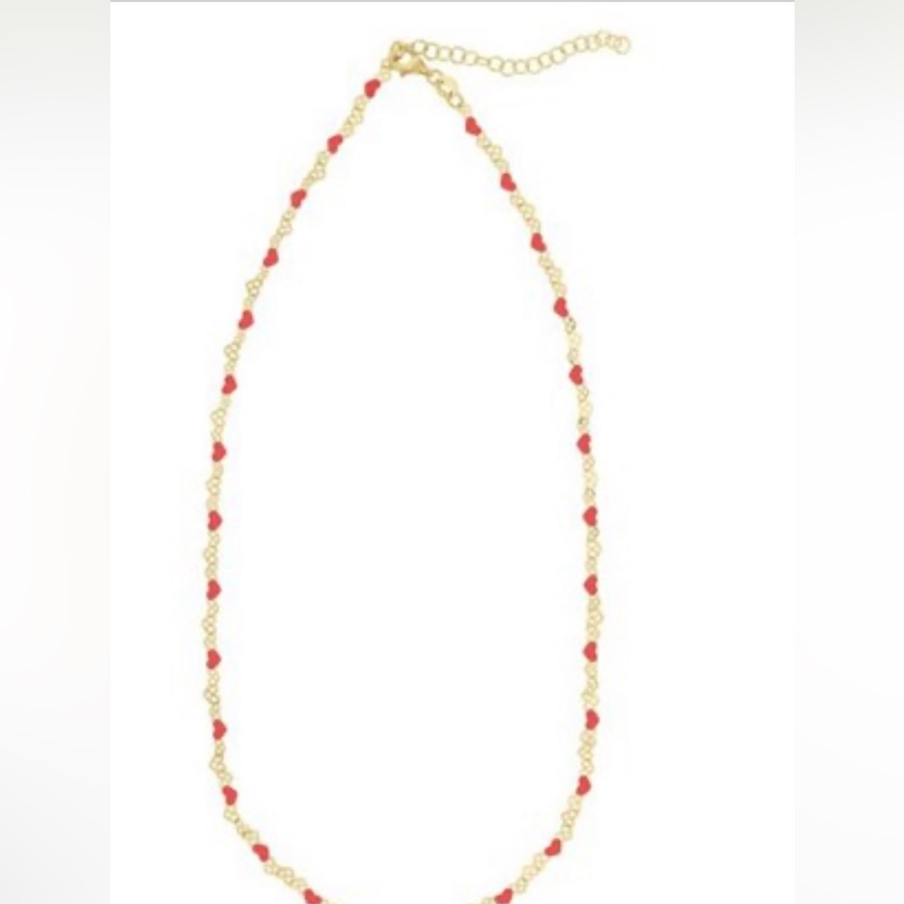 Elegant Gold and Red Heart Necklace
